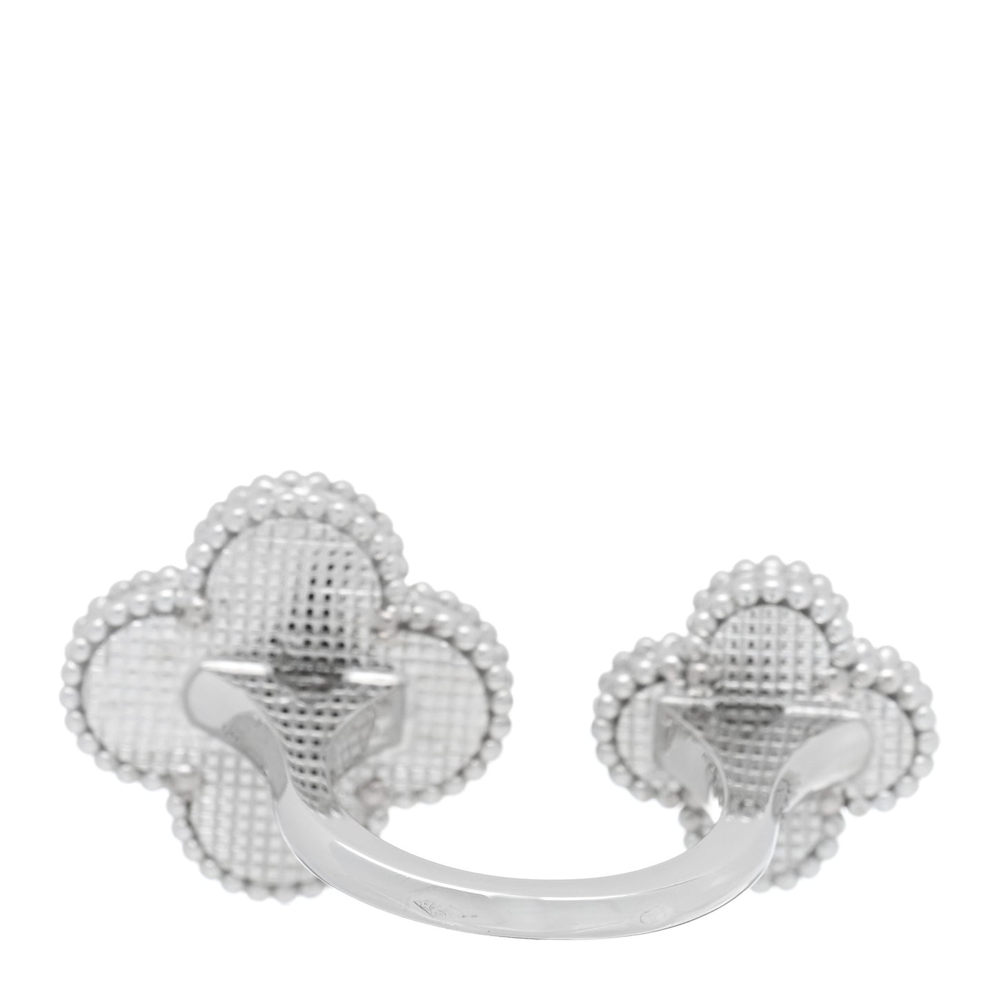 18K White Gold Mother of Pearl Magic Alhambra Between the Finger Ring 54 6.75