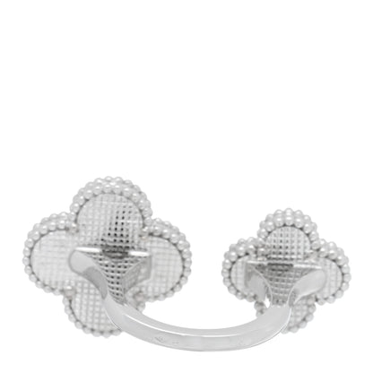 Van Cleef & Arpels 18K White Gold Mother of Pearl Magic Alhambra Between the Finger Ring 54 6.75 3 of 5