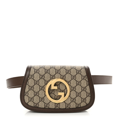 Gucci GG Supreme Monogram Textured Dollar Calfskin Blondie Belt Bag 120 48 Beige Ebony New Acero 1 of 10