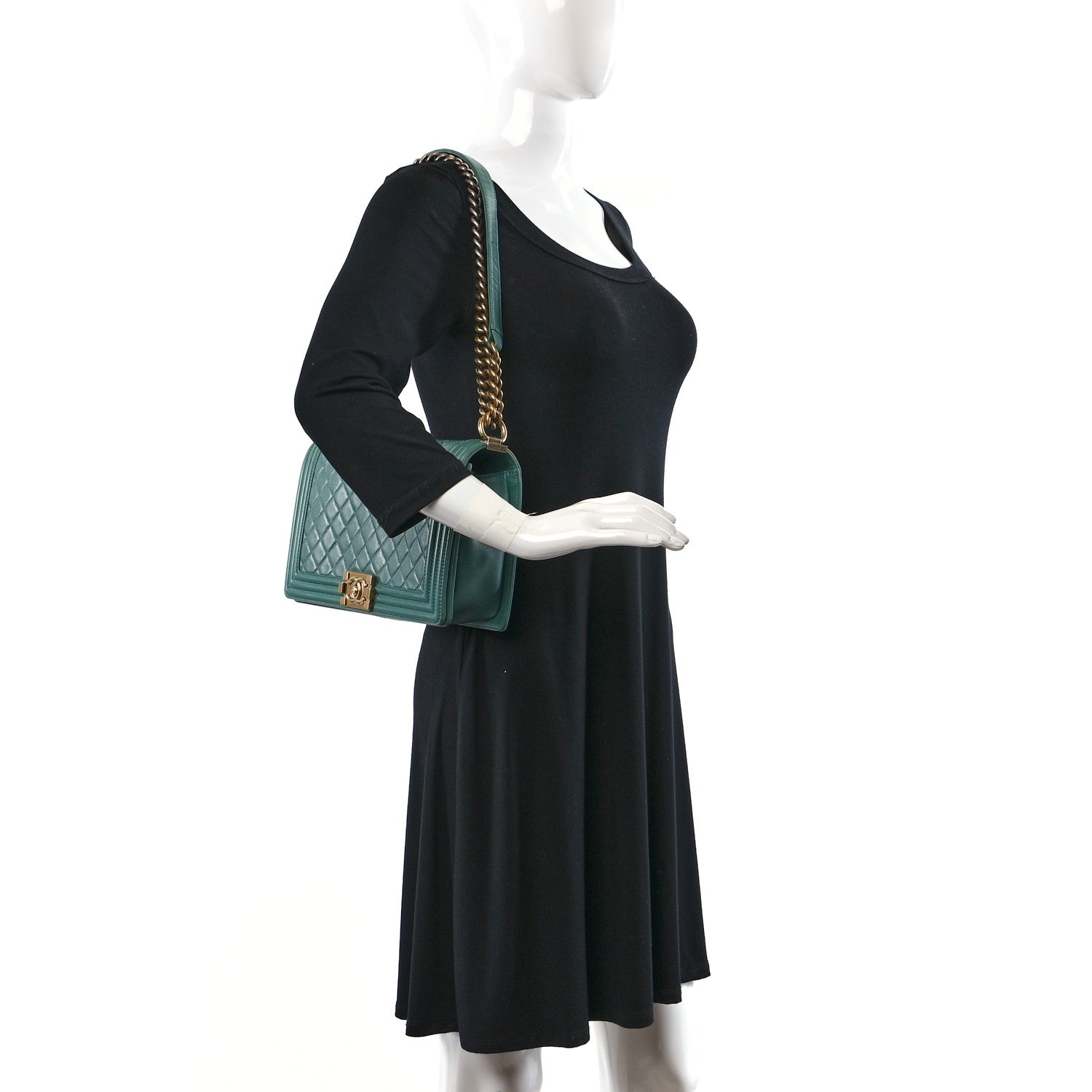 Chanel Lambskin Quilted New Medium Boy Flap Green 2 of 10