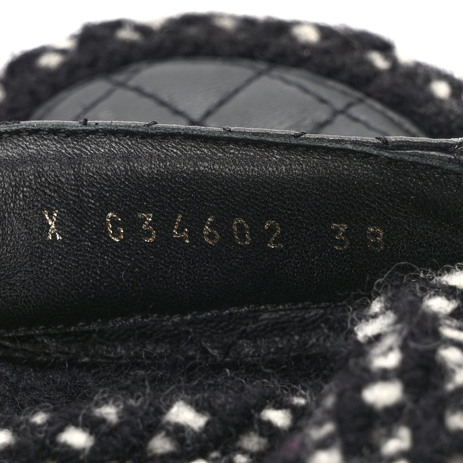 Chanel Cord Lambskin Quilted Logo Sandals 38 Black White 8 of 8