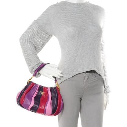 Prada Nappa Trembled Blossoms Stripes Crossbody Ibisco Viola 2 of 9