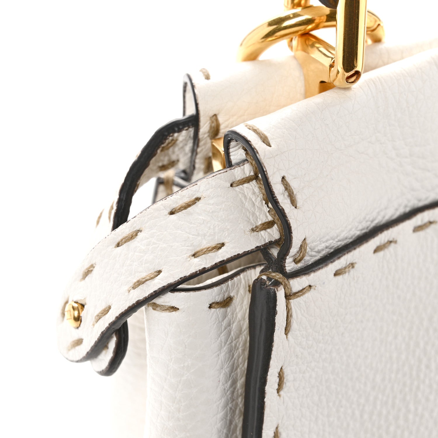 Fendi Cuoio Romano Selleria Mini Peekaboo Iconic Satchel White 12 of 14