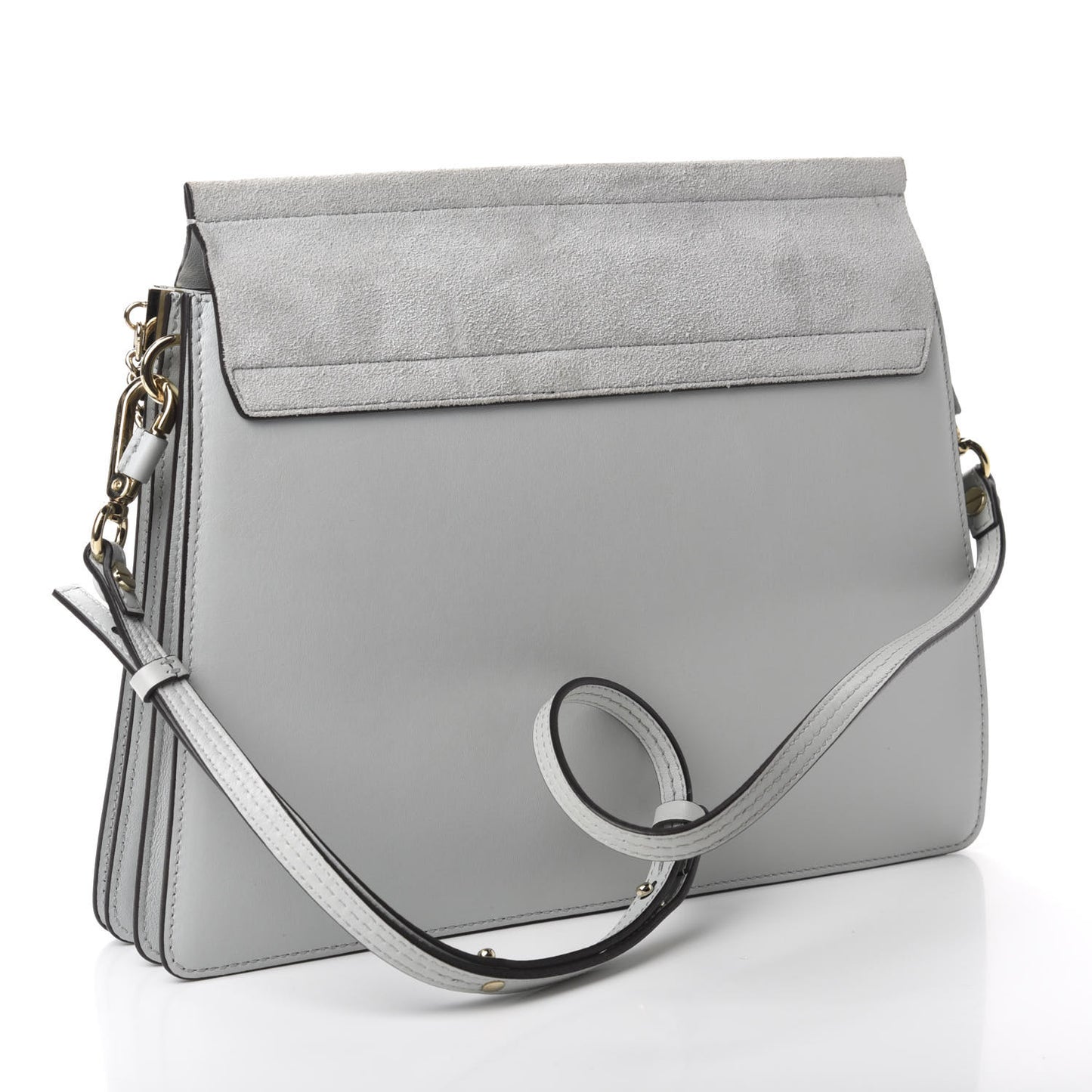 Calfskin Suede Medium Faye Shoulder Bag Airy Grey