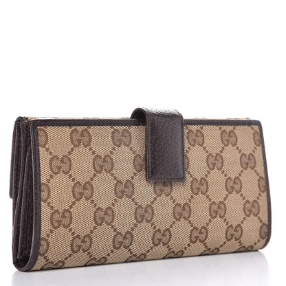 Gucci Monogram Metal Bar Continental Flap Wallet Beige Ebony Dark Brown 3 of 8