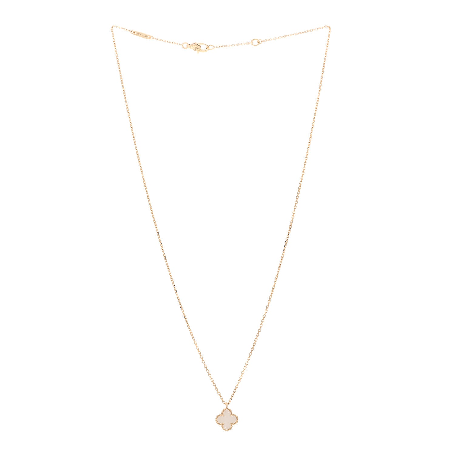 Van Cleef & Arpels 18K Yellow Gold Mother of Pearl Sweet Alhambra Pendant Necklace 3 of 5