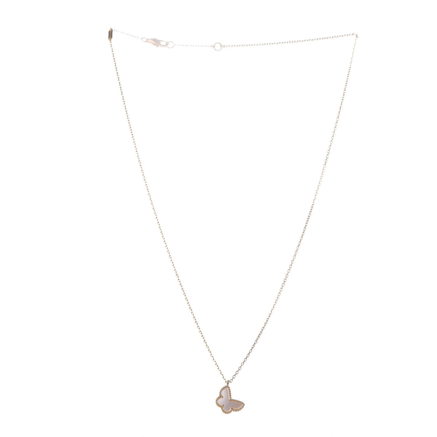 18K Yellow Gold Mother of Pearl Sweet Alhambra Butterfly Pendant Necklace