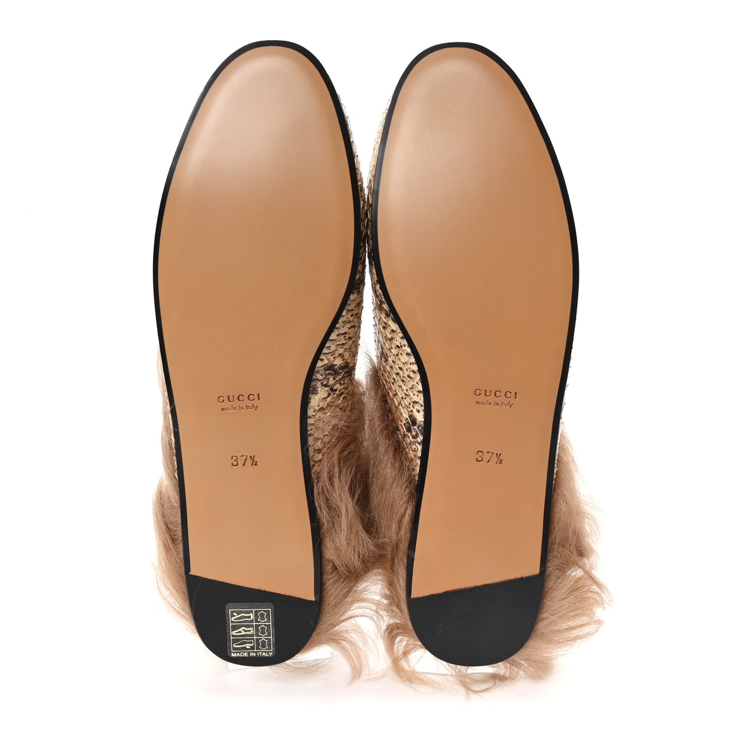 Snakeskin Fur Womens Princetown Slippers 37.5 Black Natural