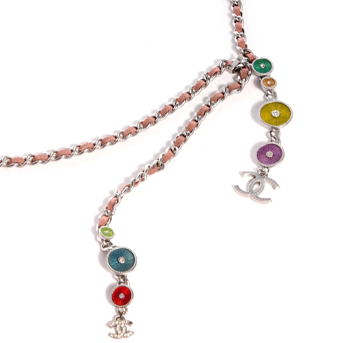 Leather Silver Chain Link Belt Multicolor