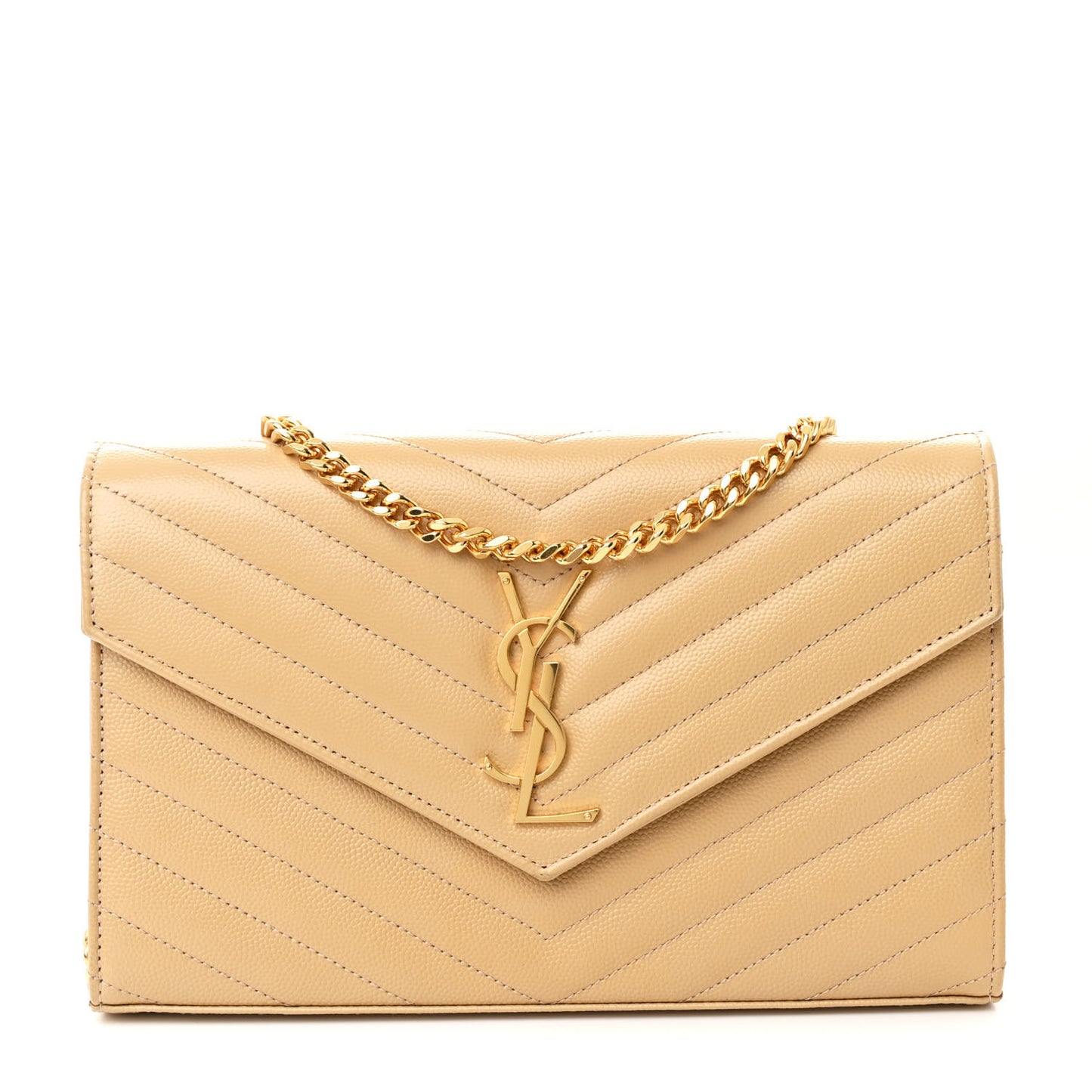 Grain De Poudre Matelasse Chevron Monogram Chain Wallet Nude Powder