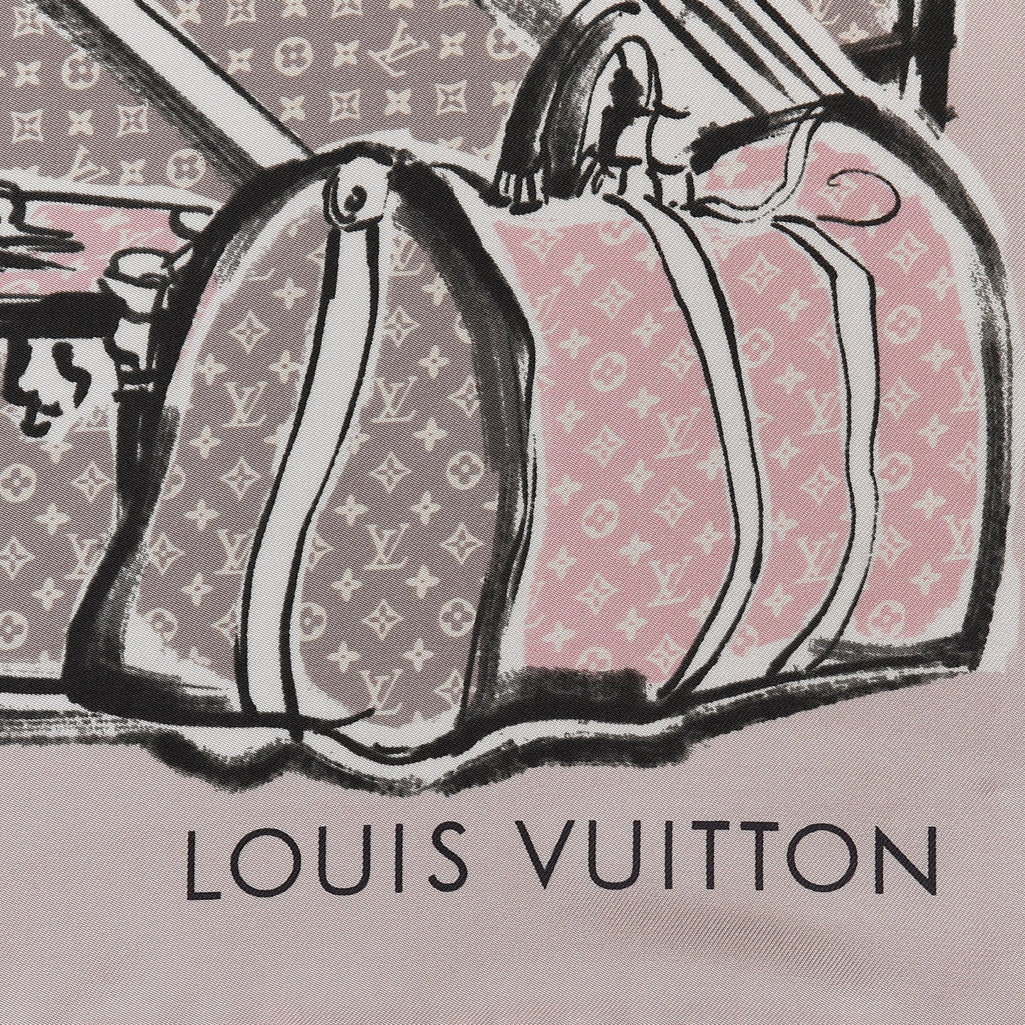 Silk Monogram Trunks Square Scarf Rose Poudre