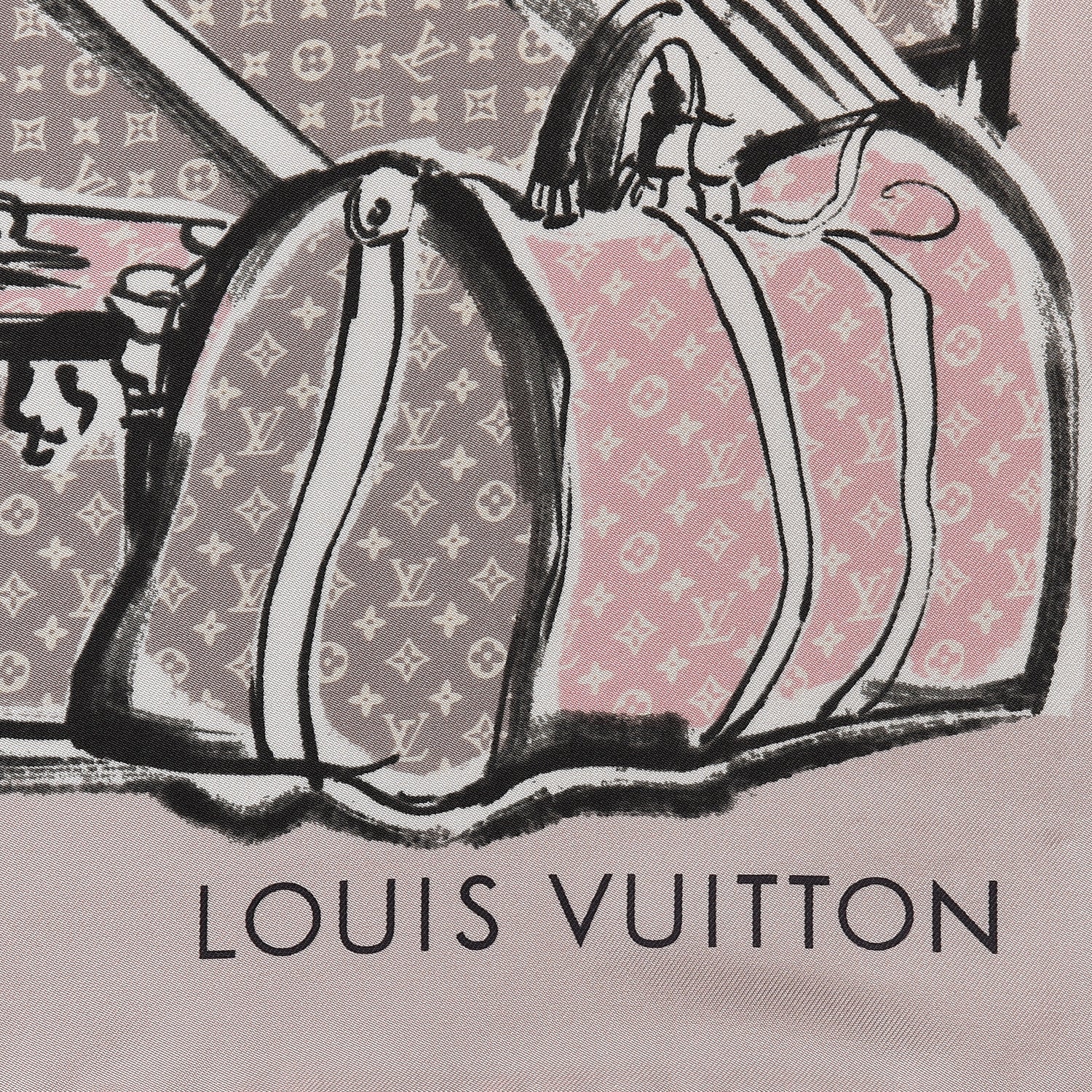 Louis Vuitton Silk Monogram Trunks Square Scarf Rose Poudre 5 of 5