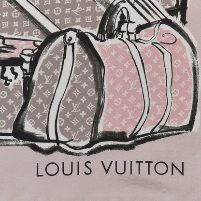 Louis Vuitton Silk Monogram Trunks Square Scarf Rose Poudre 5 of 5