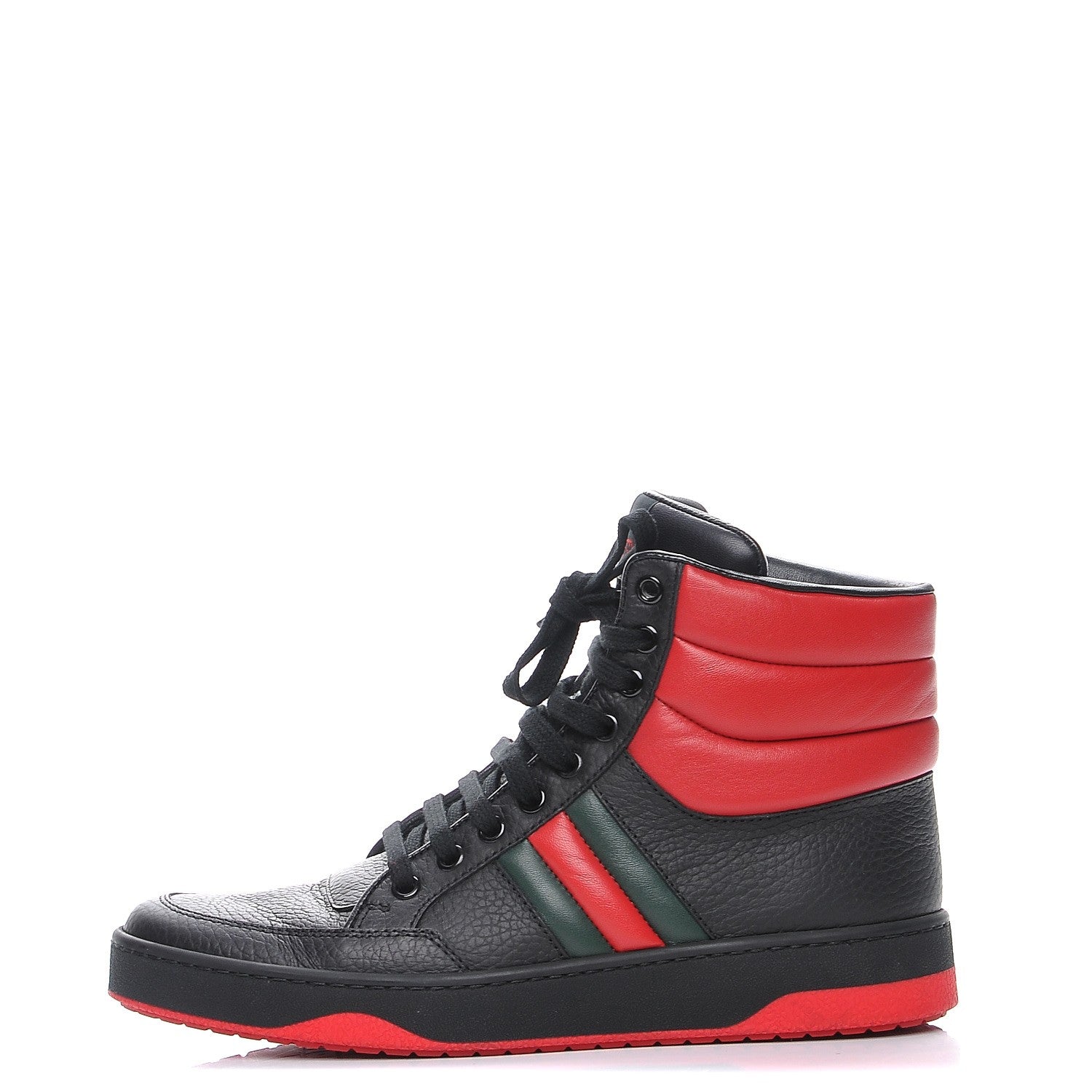 Gucci Calfskin New Praga Karibu High Top Sneakers 38 Black Red Green 1 of 9