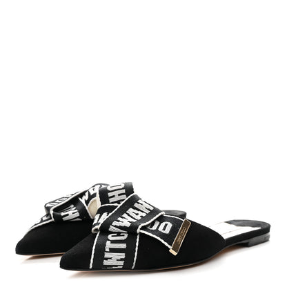 Jimmy Choo Suede Gretchen Logo Flat Mules 39 Black Chalk 4 of 9