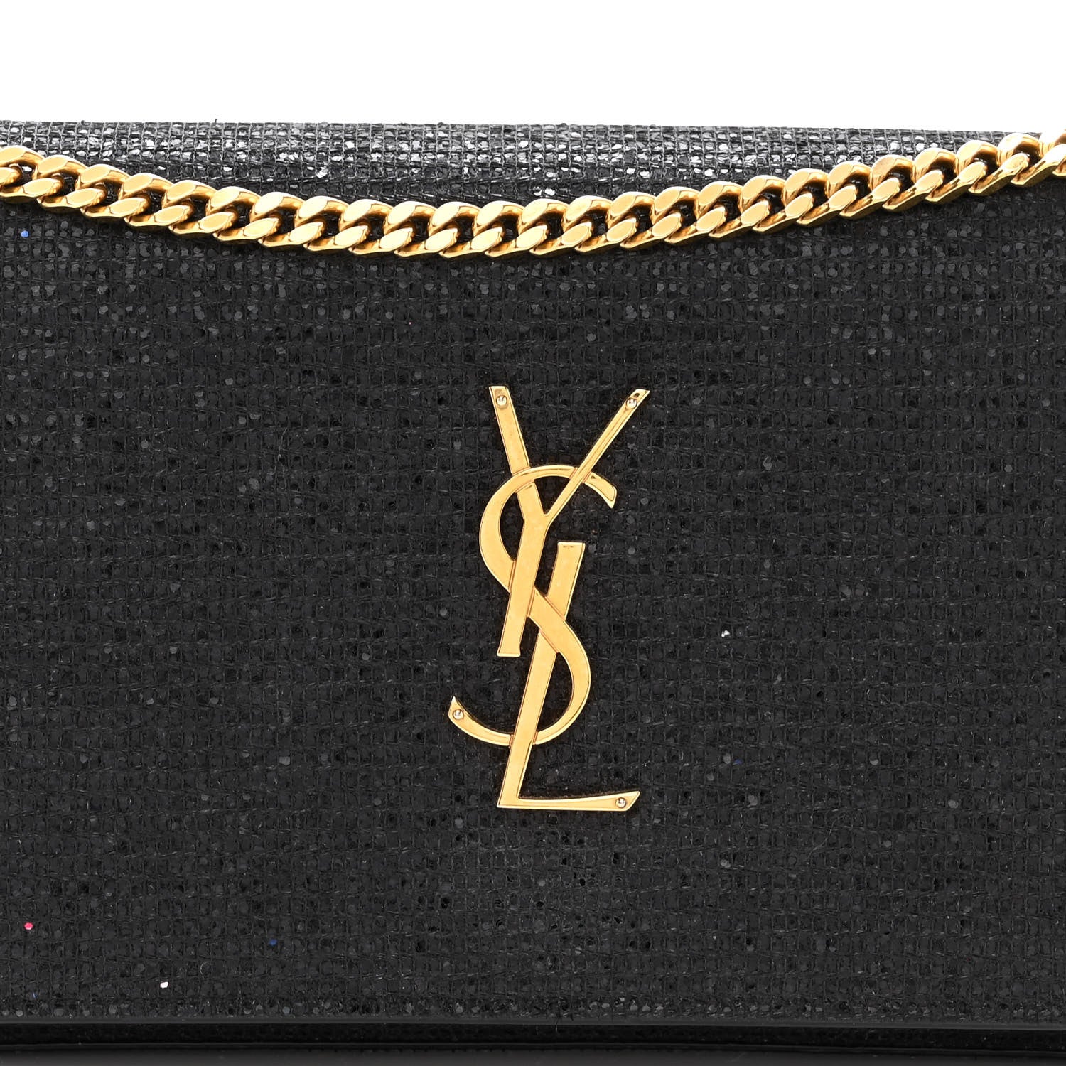 Saint Laurent Glitter Monogram Chain Wallet Black 7 of 10