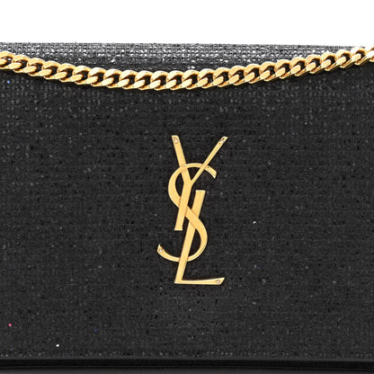 Saint Laurent Glitter Monogram Chain Wallet Black 7 of 10