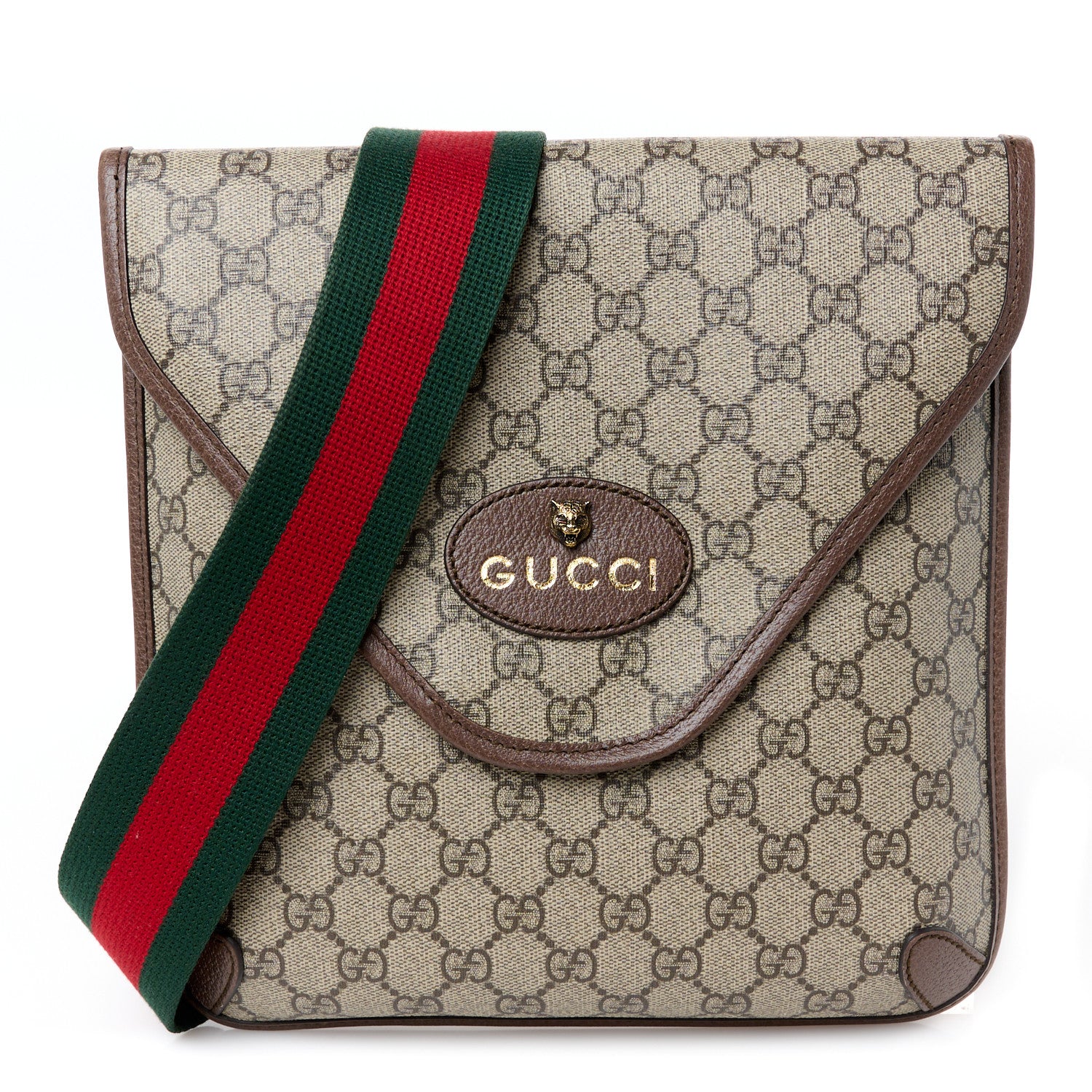 Gucci GG Supreme Monogram Web Medium Neo Vintage Flap Messenger Bag Beige New Acero 1 of 11