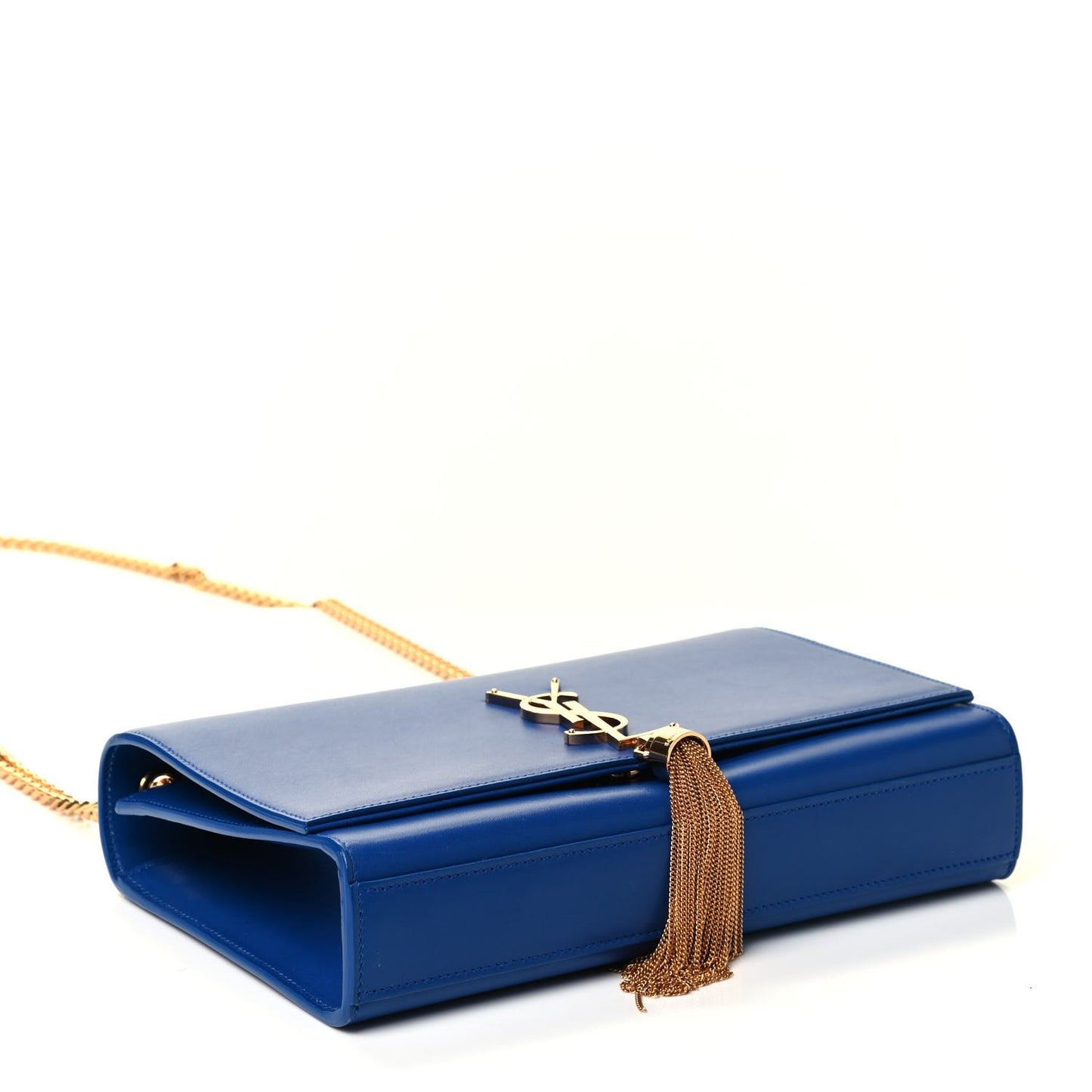 Smooth Calfskin Medium Classic Monogram Kate Tassel Satchel Royal Blue