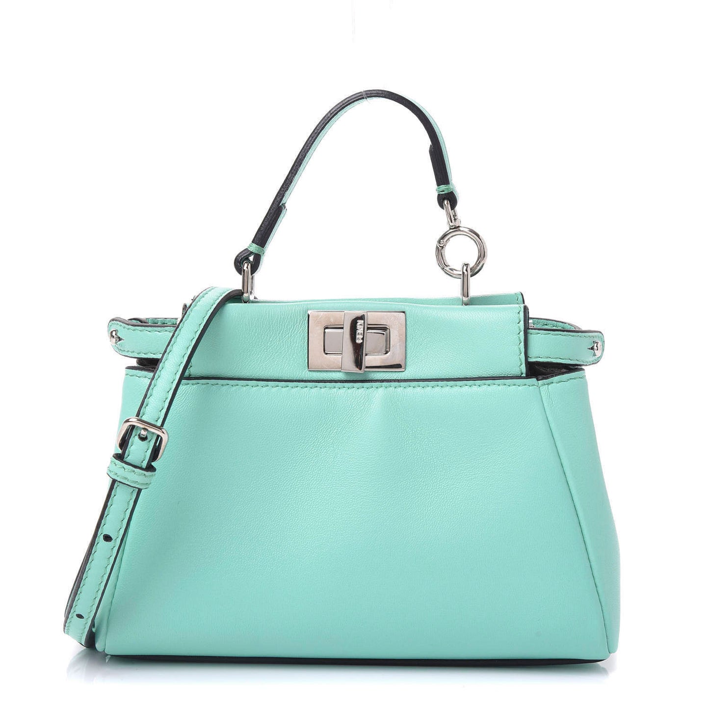 Shiny Nappa Micro Peekaboo Iconic Satchel Turchese Egiz