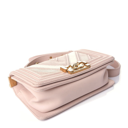 Chanel Caviar Suede Calfskin Chevron Quilted Small Boy Flap Light Pink 4 of 9