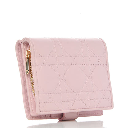 Christian Dior Lambskin Cannage Lucky Badge Eden Wallet Pink 3 of 8