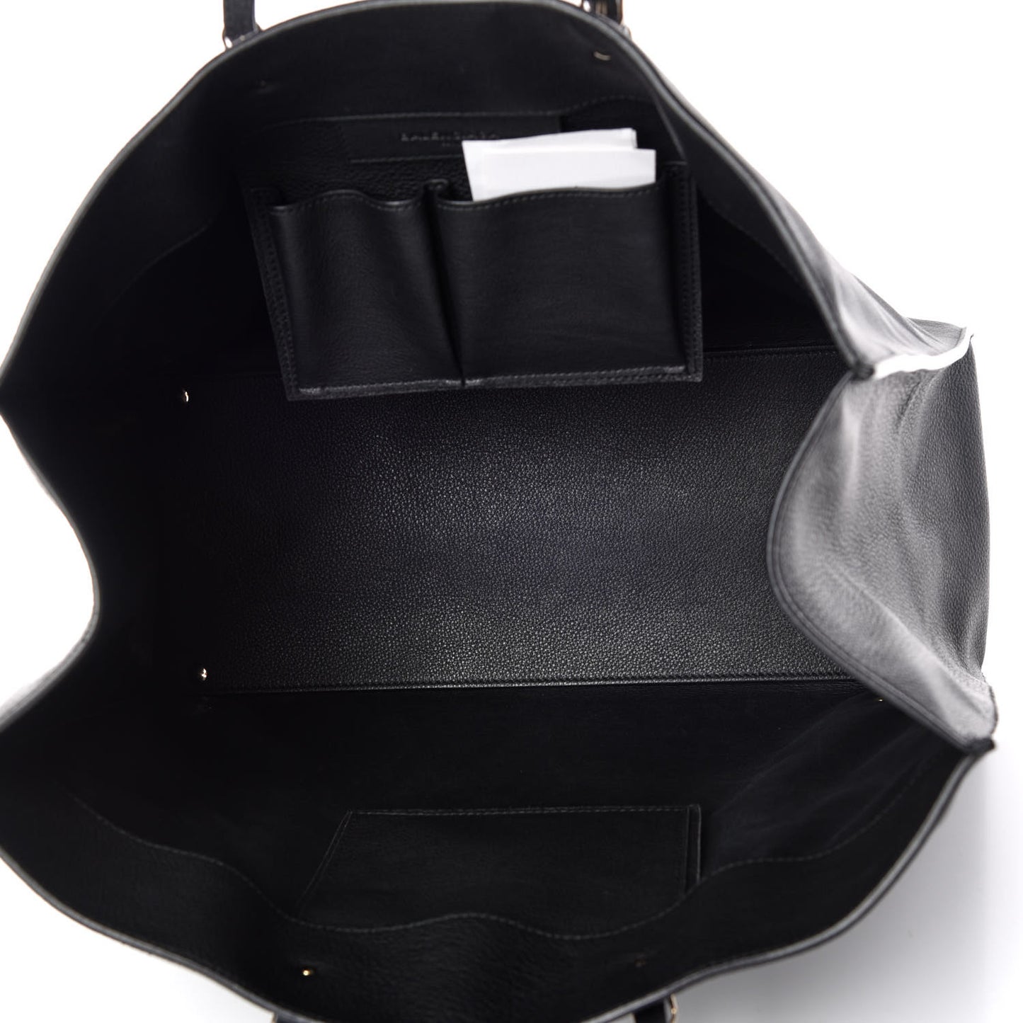 Grained Calfskin Gold Metallic Edge Hardware Papier A4 Tote Black