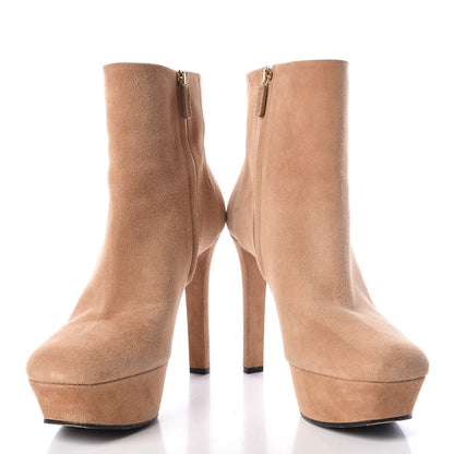Gucci Kid Scamosciato Leila Platform Ankle Boots 41.5 Camelia 5 of 15