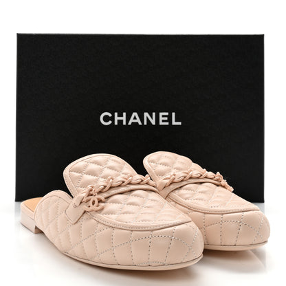 Chanel Lambskin Quilted Chain CC Mules 39 Light Pink 12 of 12