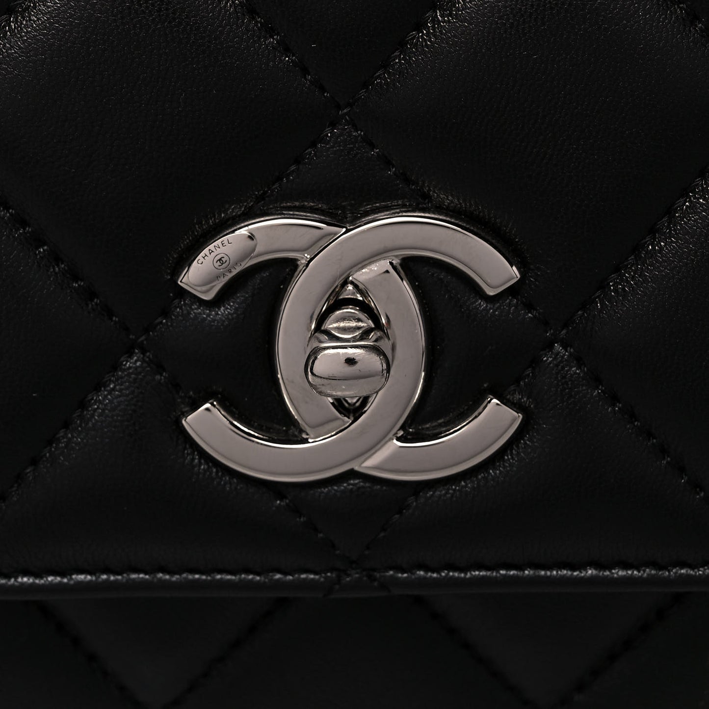 Lambskin Quilted Small Trendy CC Dual Handle Flap Bag Black