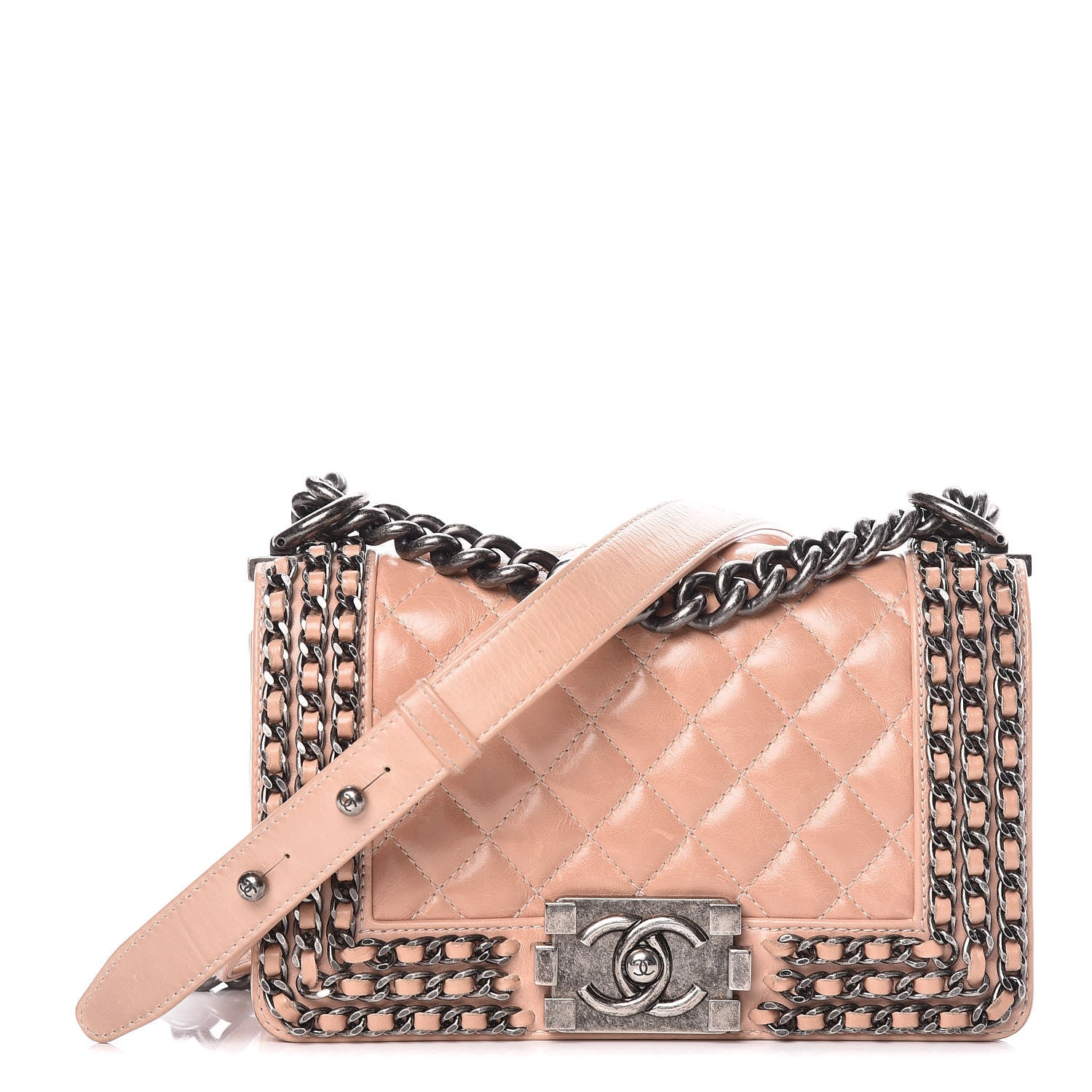 Chanel Glazed Calfskin Small Boy Chained Flap Pink 1 of 11