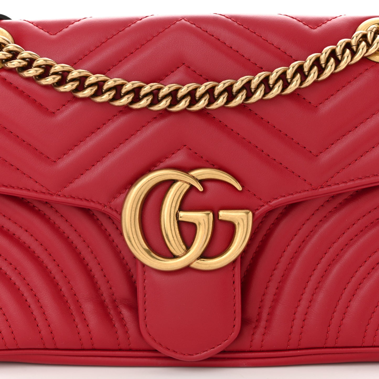Calfskin Matelasse Small GG Marmont Shoulder Bag Hibiscus Red