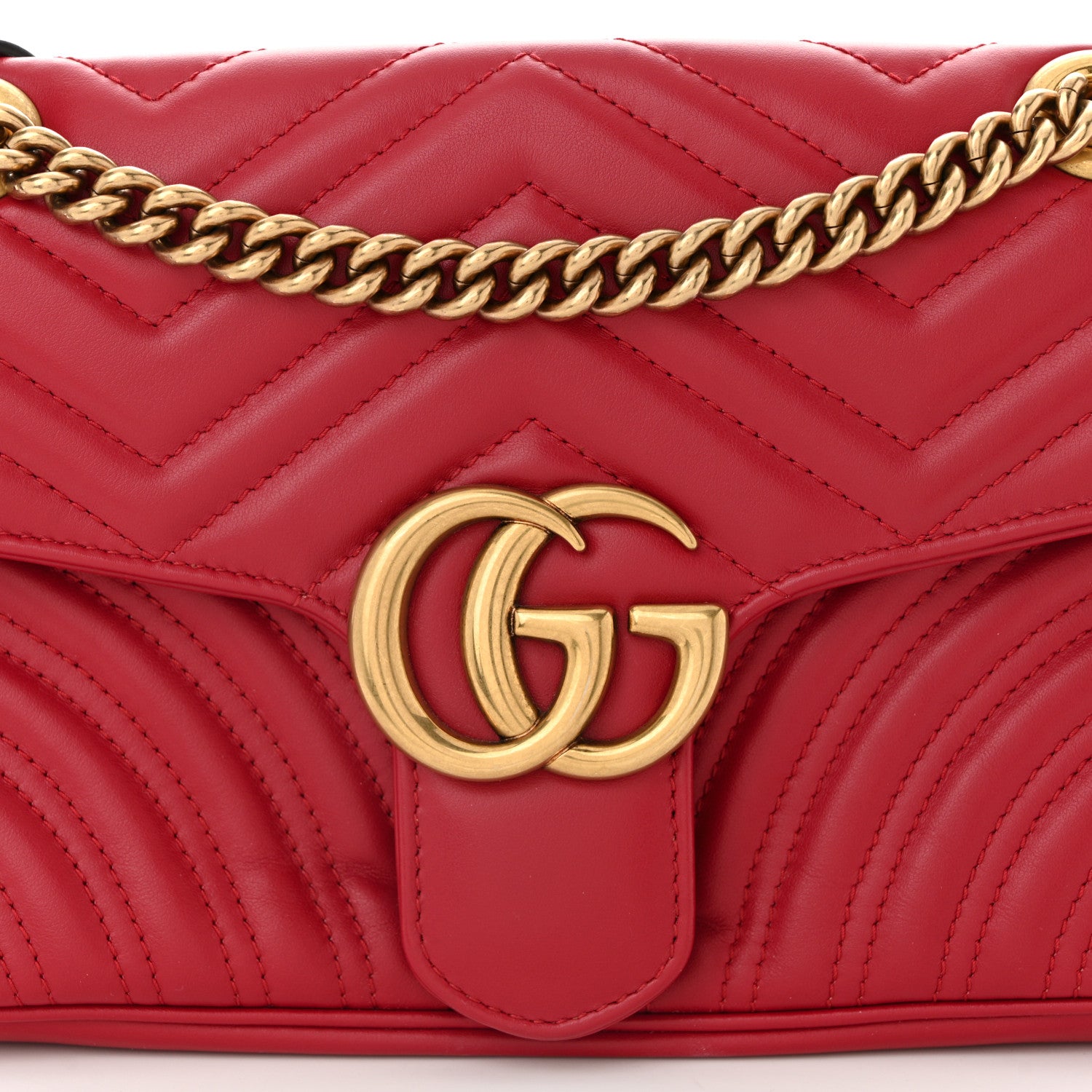 Gucci Calfskin Matelasse Small GG Marmont Shoulder Bag Hibiscus Red 8 of 10