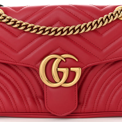Gucci Calfskin Matelasse Small GG Marmont Shoulder Bag Hibiscus Red 8 of 10
