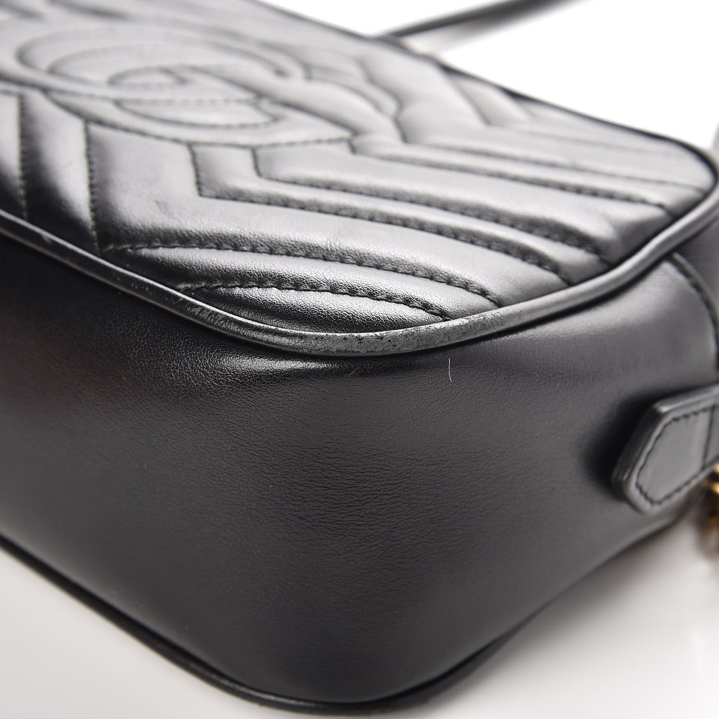 Calfskin Matelasse Small GG Marmont Chain Shoulder Bag Black