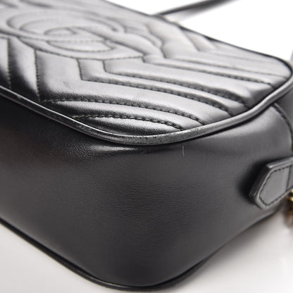 Gucci Calfskin Matelasse Small GG Marmont Chain Shoulder Bag Black 12 of 13