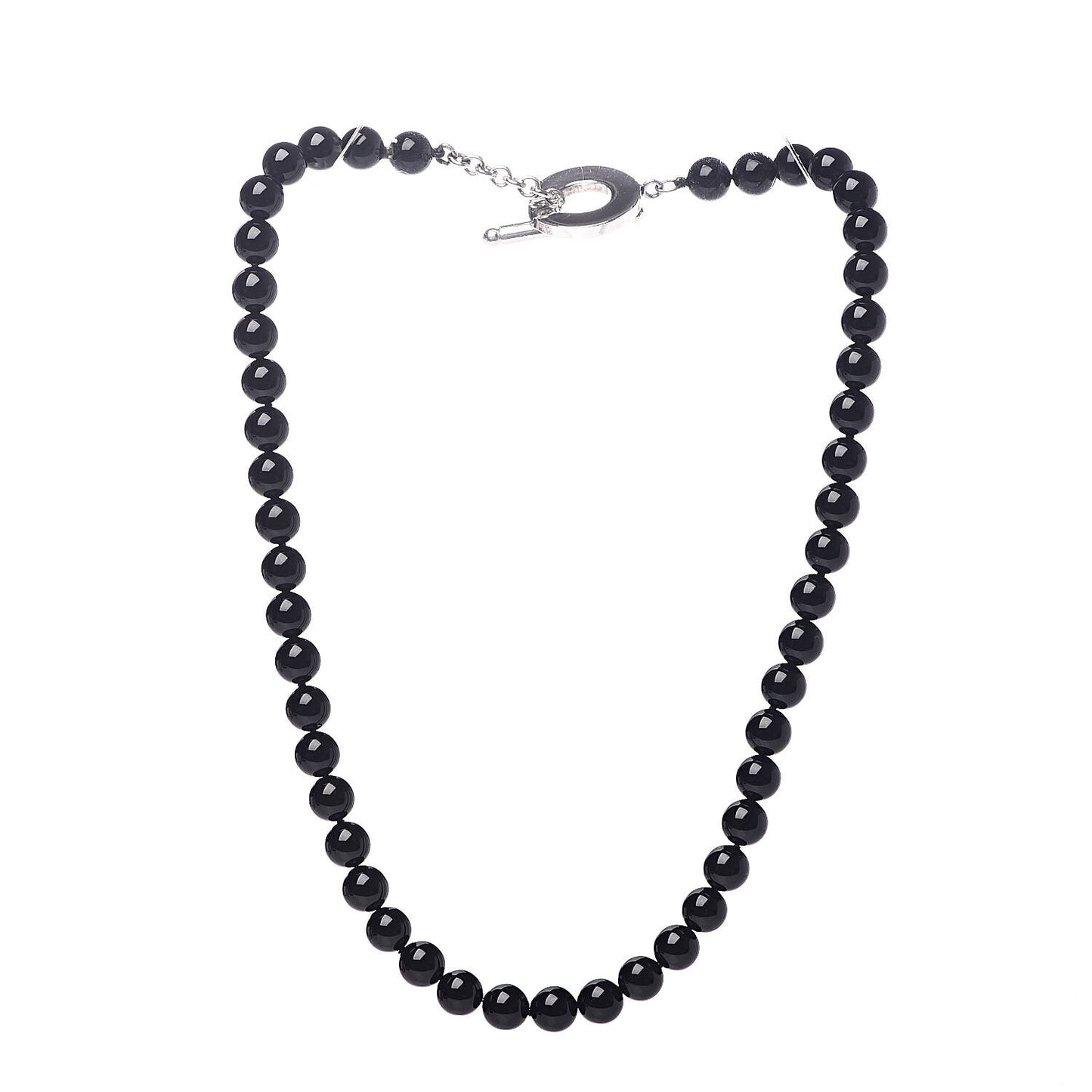 Sterling Silver Black Onyx Bead Toggle Necklace