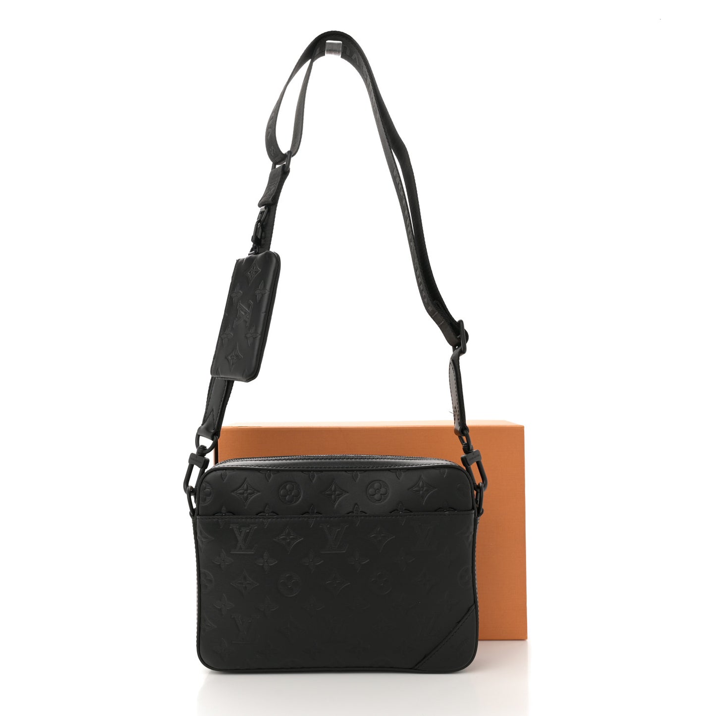 Calfskin Monogram Shadow Duo Messenger Black