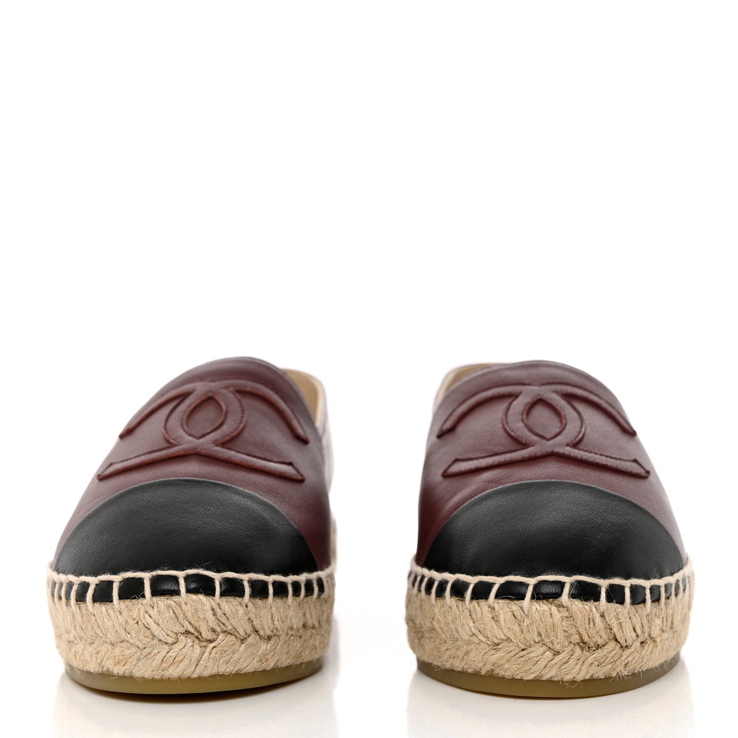 Lambskin CC Espadrilles 37 Burgundy Black