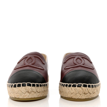 Chanel Lambskin CC Espadrilles 37 Burgundy Black 2 of 9