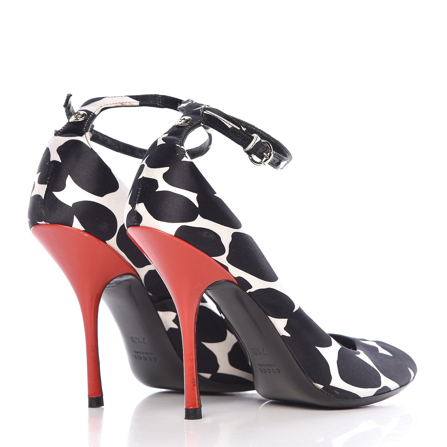 Gucci Satin Animal Print Peep Toe Pumps 7.5 Black 4 of 18
