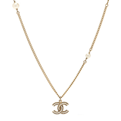 Chanel Pearl CC Pendant Necklace Gold 1 of 7