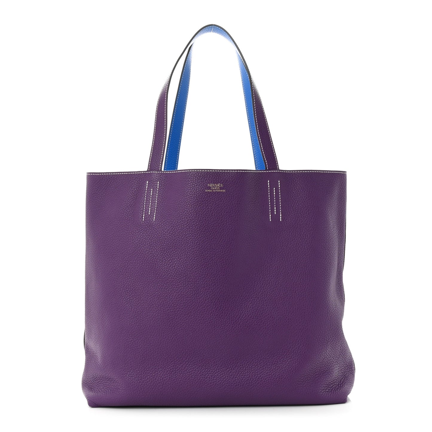Taurillon Clemence Double Sens 45 Reversible Tote Bleu Zanzibar Ultraviolet