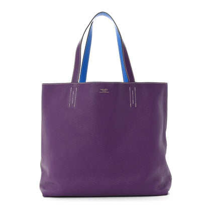 Hermes Taurillon Clemence Double Sens 45 Reversible Tote Bleu Zanzibar Ultraviolet 1 of 17
