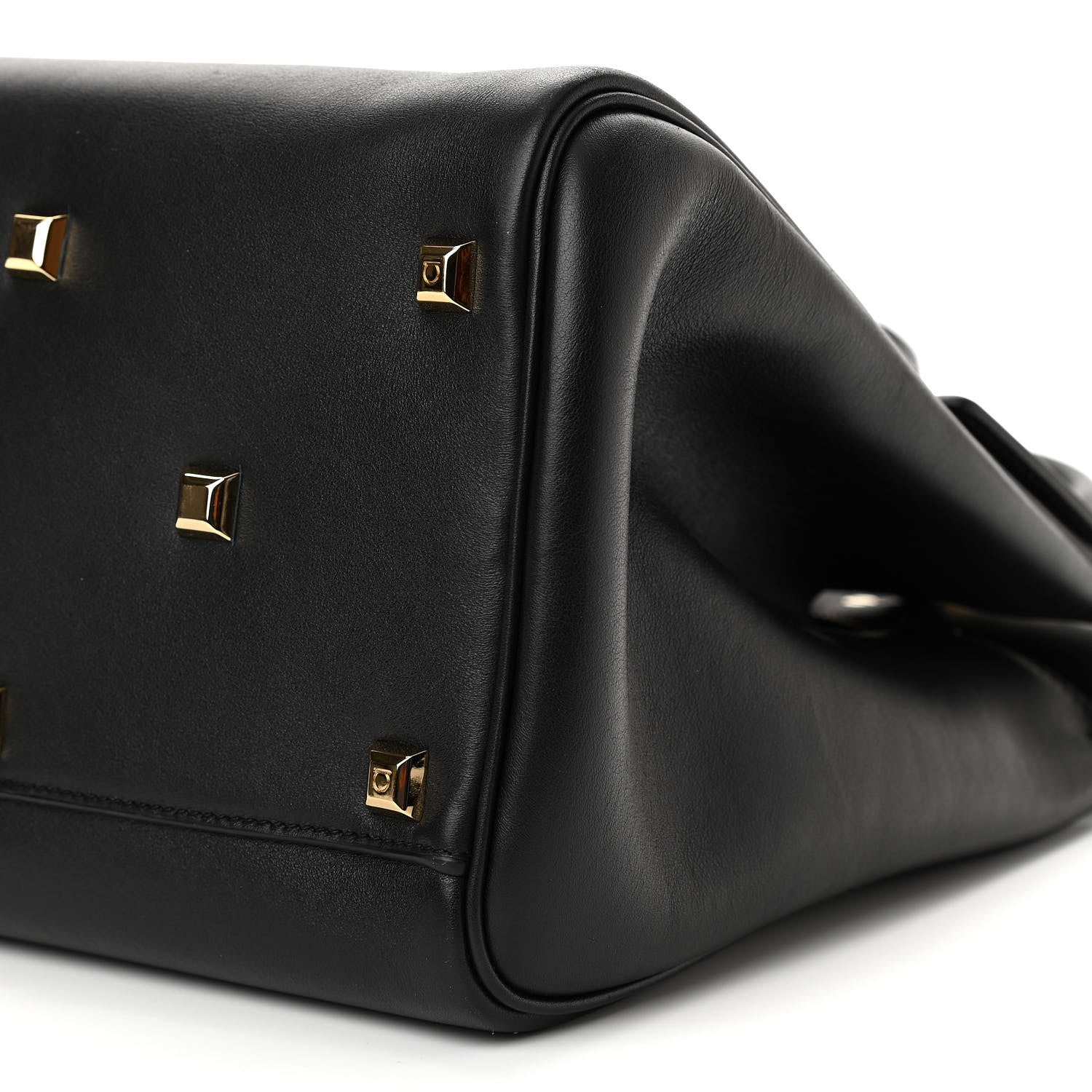 Salvatore Ferragamo Hammered Calfskin Medium Studio Bag Black 10 of 11