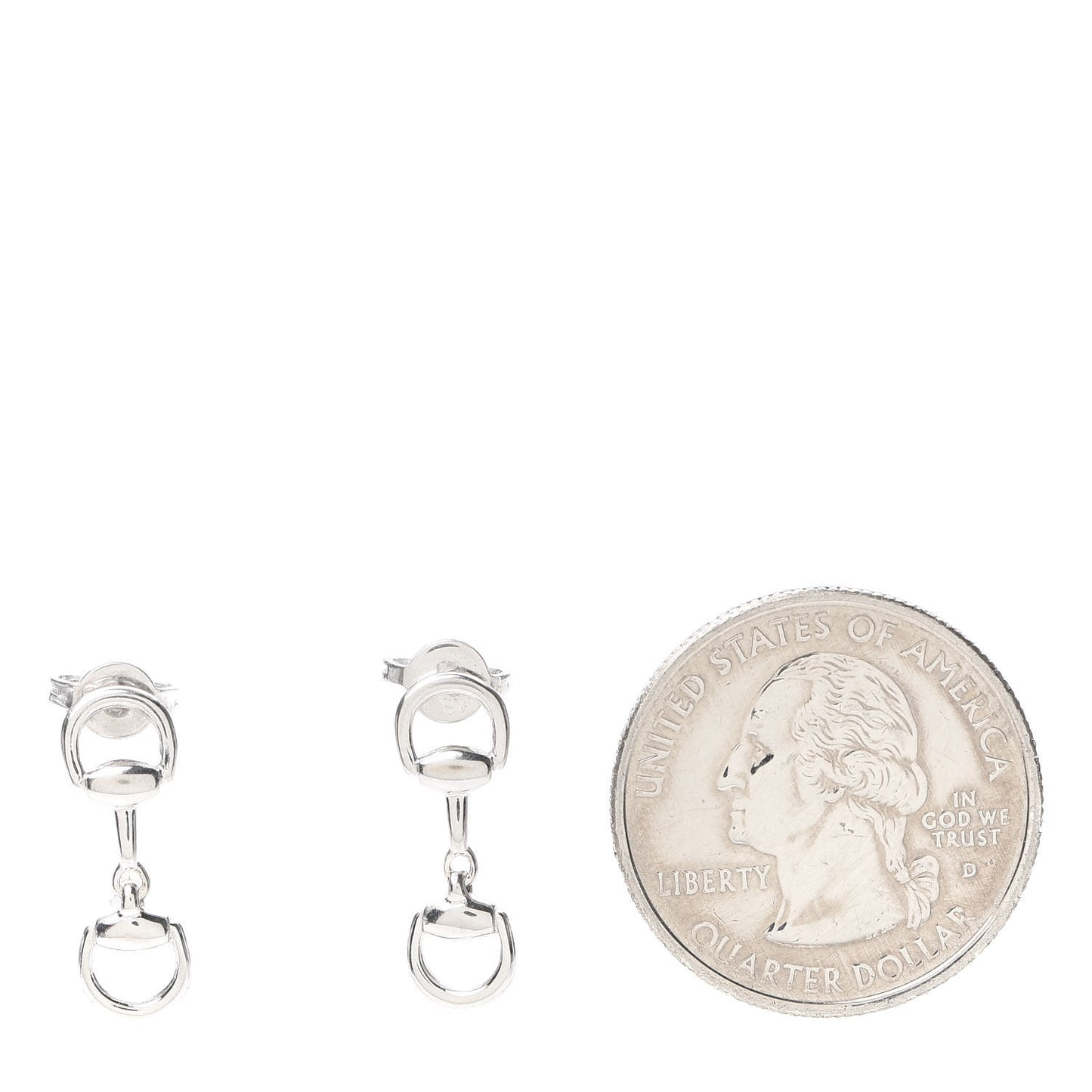 18K White Gold Horsebit Drop Earrings