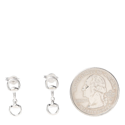 Gucci 18K White Gold Horsebit Drop Earrings 2 of 5