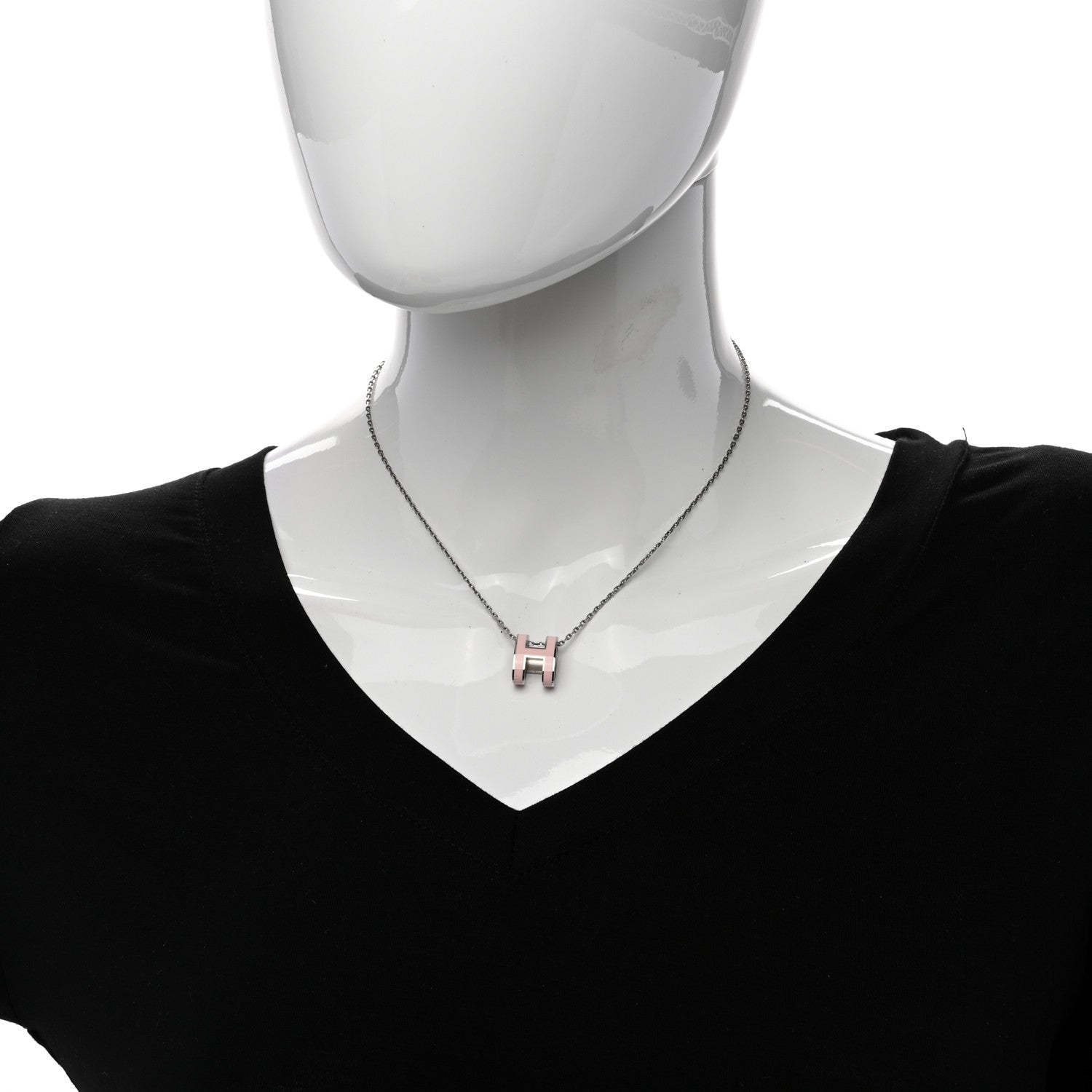 Hermes Palladium Mini Pop H Pendant Necklace Rose Dragee 2 of 4