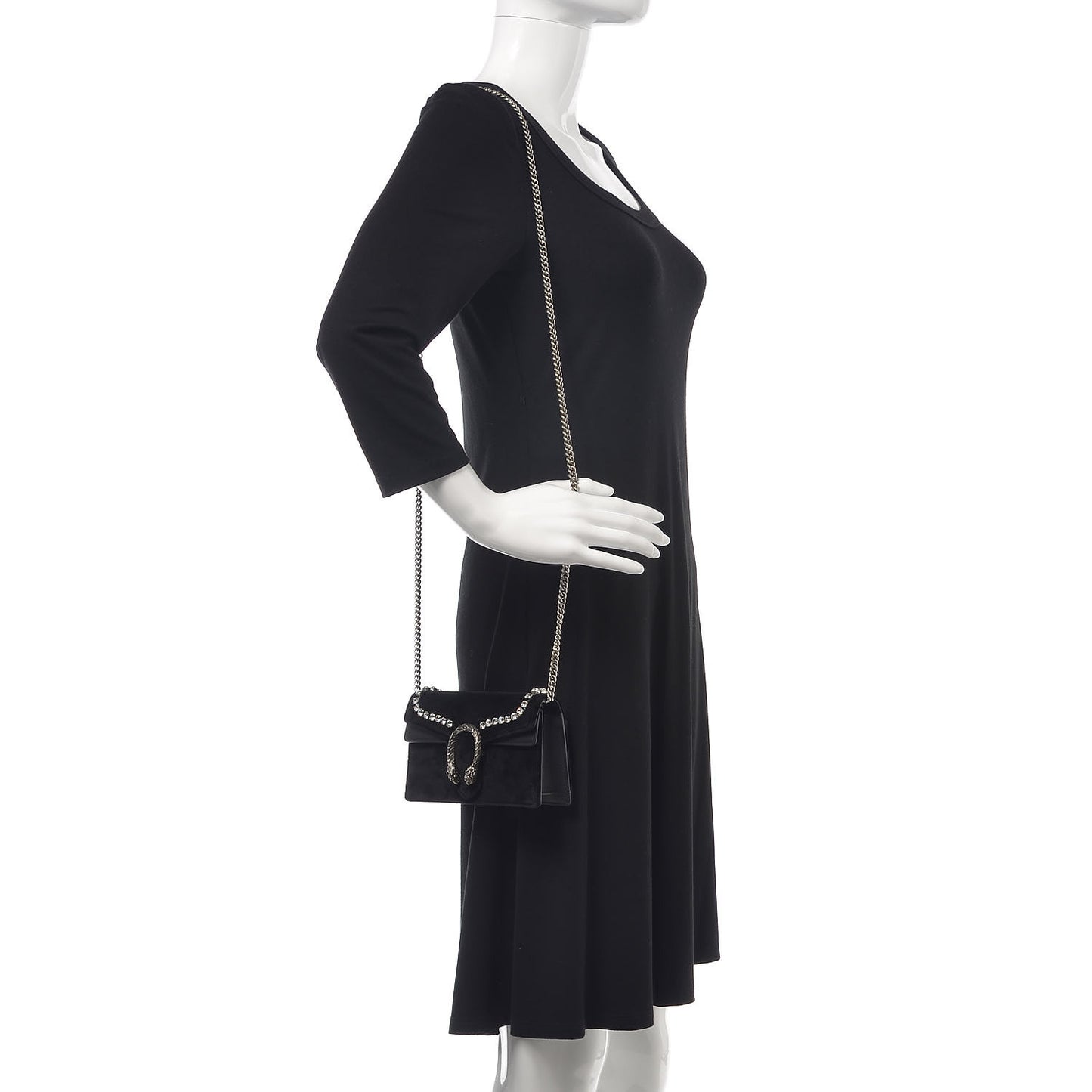 Velvet Crystal Super Mini Dionysus Shoulder Bag Black