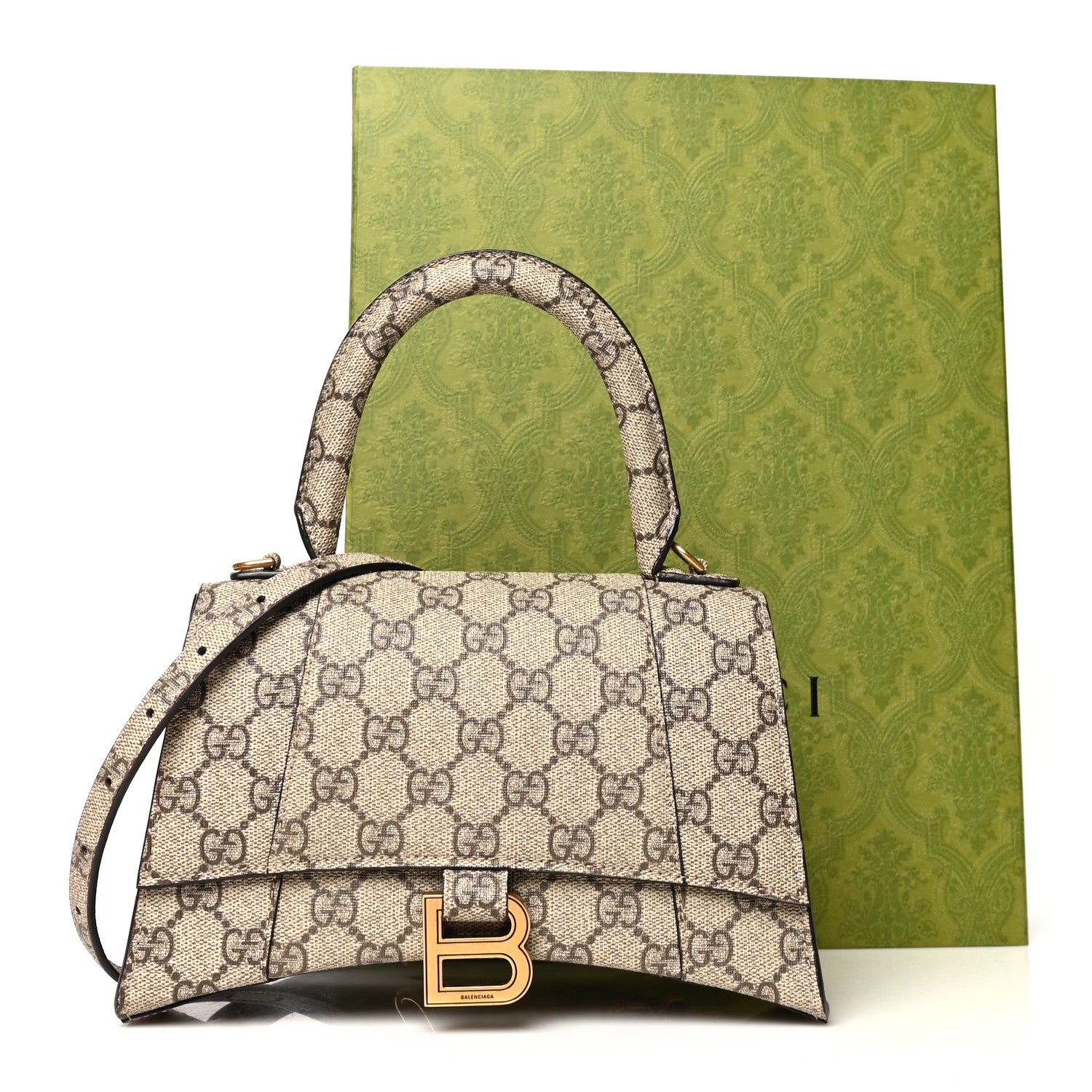 Balenciaga X GUCCI GG Supreme Monogram Small Hourglass Top Handle Bag Beige Ebony 11 of 11